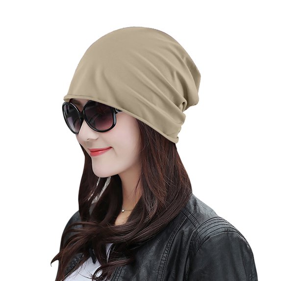 Holloyiver Women's Solid Color Elastic Single Layer Hat Hood Night Cap Head Guard Night Cap