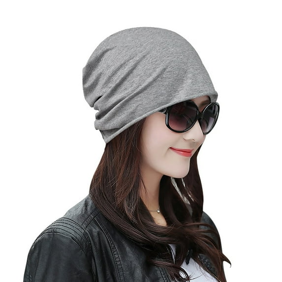Holloyiver Women's Solid Color Elastic Single Layer Hat Hood Night Cap Head Guard Night Cap