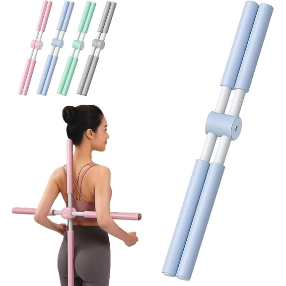 Holloyiver Yoga Stick - Posture Corrector Stick, 2-in-1 Posture Corrector & Yoga Stick for Women and Men, Non-Slip Back Brace and Posture Support for Upper Back(Blue)
