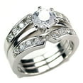 thumbnail image 1 of Holly: 2.2ct Ice on Fire CZ Wedding Set with Ring Guard Sterling Silver sz 10.0, 1 of 1