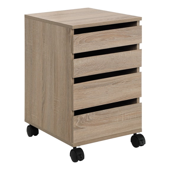 Holly 4-Drawer Mobile Storage Cart in Engineered Wood River Oak Finish