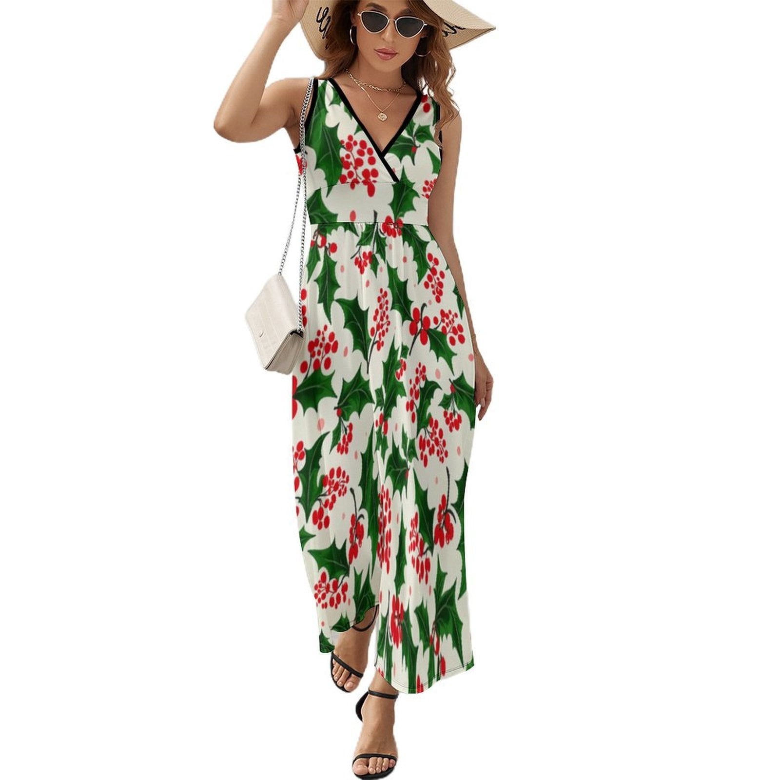 Holly And Berries Pattern Dress Summer Street Style Bohemia Long ...