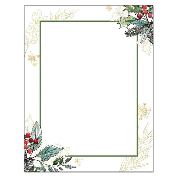 Holly Berries Letterhead & Inkjet Printer Paper (25 Sheets)
