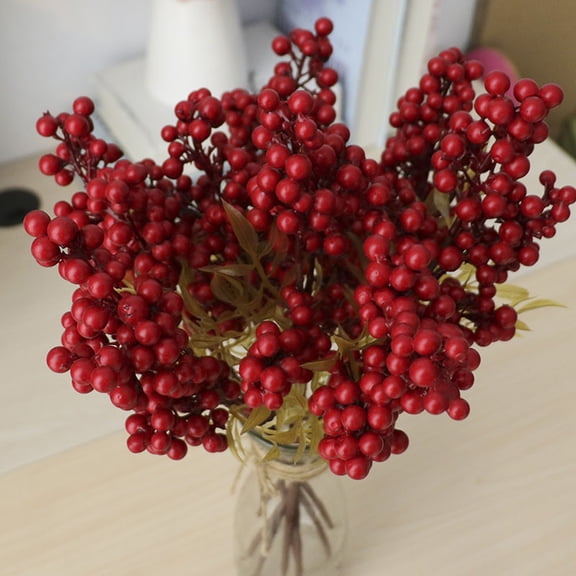 Holly Branch Tree Decoration Vase Hanging Pick Berry Flowers Red for Home, 43 cm, Red