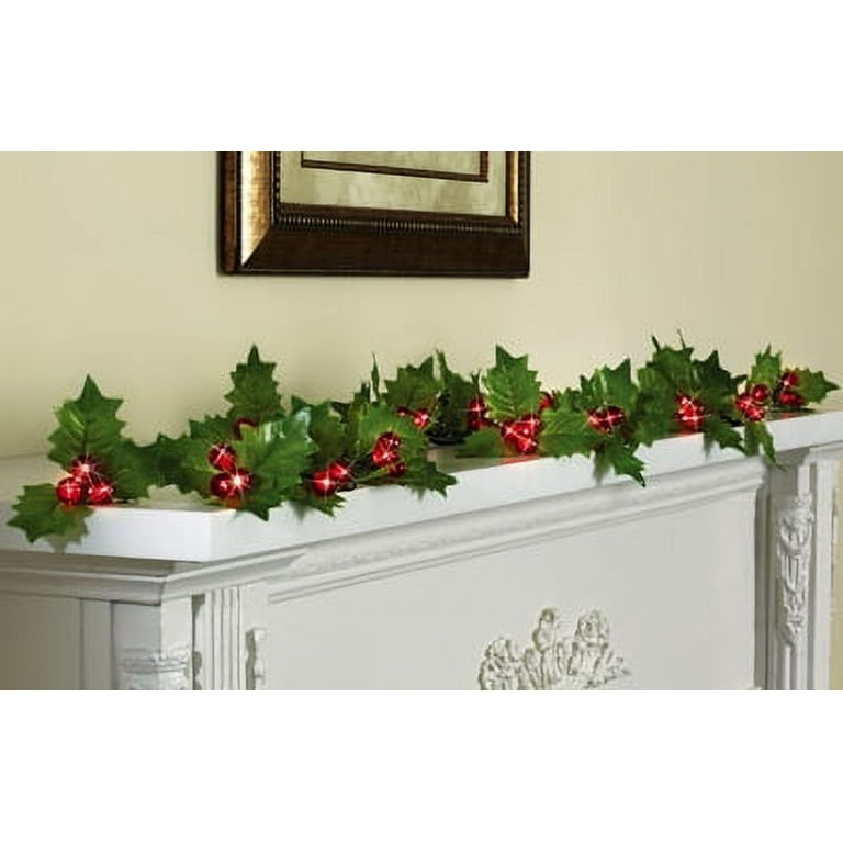 Holly Berry String Lights Garland with Timer Walmart