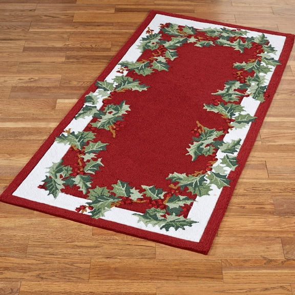 Holly Border Rectangle Rug Red 2 ft 9 x 6 ft