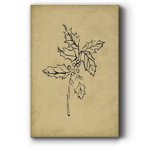 Holly Branch I- Gallery Wrapped Canvas