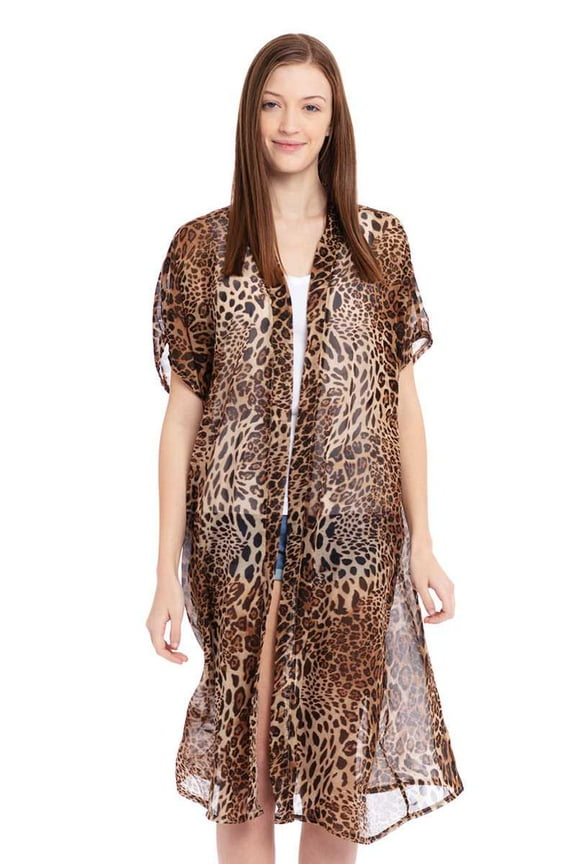 Women's Leopard print Cover up , Open Front Leopard Cover up , Women's Beach Leopard Print Bikini Cover Up , Women's Kaftan Leopard Summer Kimono, Women's Swimwear cover up