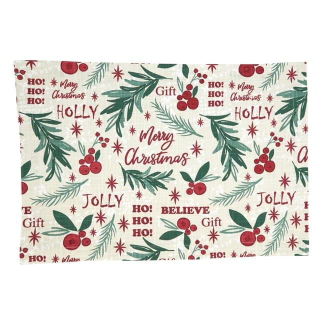Festive Holly Christmas Cotton Placemats Set of 4