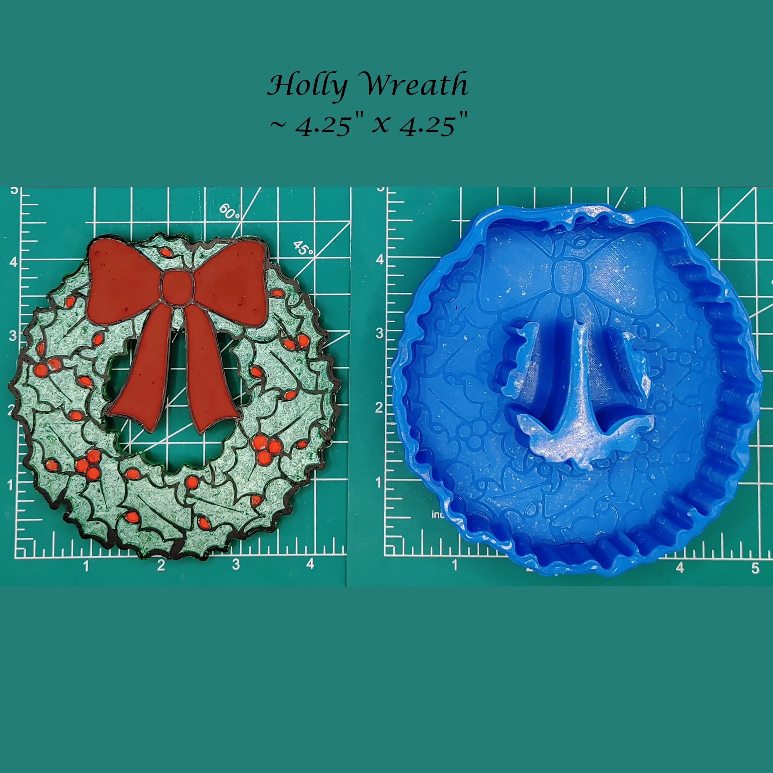 Holly Christmas Wreath Silicone Freshie Mold