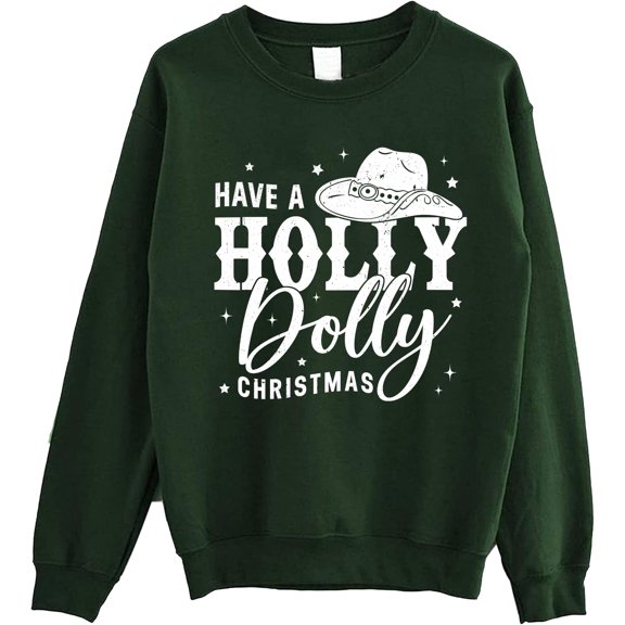 Holly Dolly Christmas Sweatshirt - Country Western Holiday Pullover