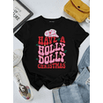 thumbnail image 1 of Holly Dolly Festive Holiday Season Country Music Art Unisex T-Shirt V12645 up to Size 5XL, 1 of 2
