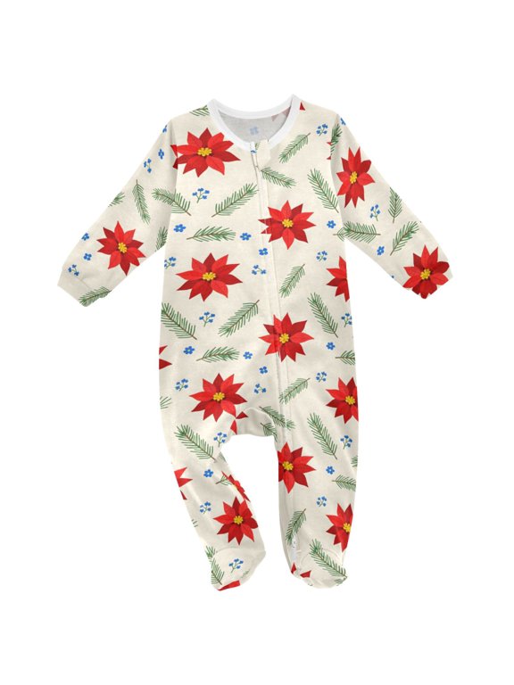 Holly Flowers Baby Sleeper One-Piece Footies Newborn Roomper 6Months