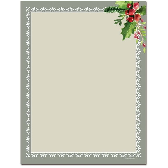 Holly Frame Letterhead Laser & Inkjet Printer Paper, 80 Pack