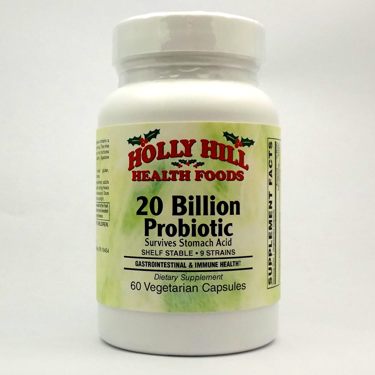 Holly Hill Health Foods 20 Billion CFU Probiotic, 60 Vegetarian Capsules