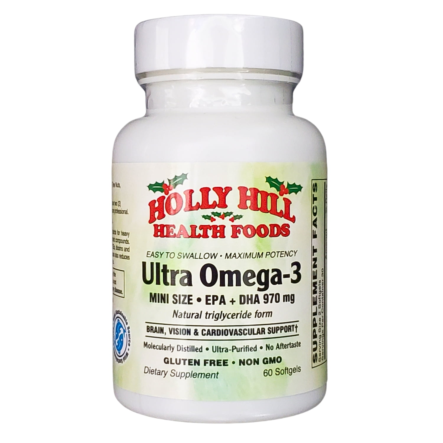 Holly Hill Health Foods Ultra Omega-3, 970 mg EPA/DHA, Mini-Easy Swallow, 60 Mini-Softgels