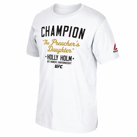 Holly Holm UFC Reebok White "Bantamweight Champion" Graphic Print T-Shirt For Men