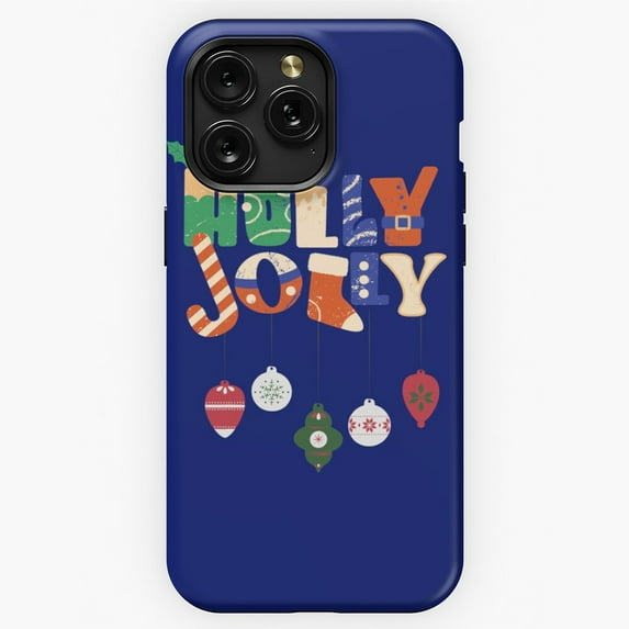 Holly Jolly Cheerful Holiday Greeting Christmas Fun iPhone Case 17 11 12 13 14 15 16 Pro Max