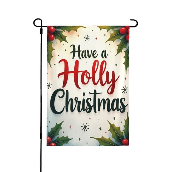 Holly Jolly Christmas Garden Flag 12.5X18 Vertical Double Sided Winter Holiday Yard Decorations