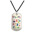 thumbnail image 1 of Holly Jolly Christmas Military Dog Tag Pendant Necklace with Cord, 1 of 5