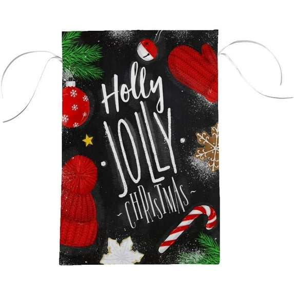 Holly Jolly Christmas Vintage Style Double Sided House Flag 28 x 40 inch Decorative Yard Flag for Outdoor