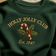thumbnail image 1 of Holly Jolly Club Embroidered Sweatshirt, Candy Cane and Holly Crewneck, Christmas Festive Jumper Est 1847, Winter Holiday Top, 1 of 4