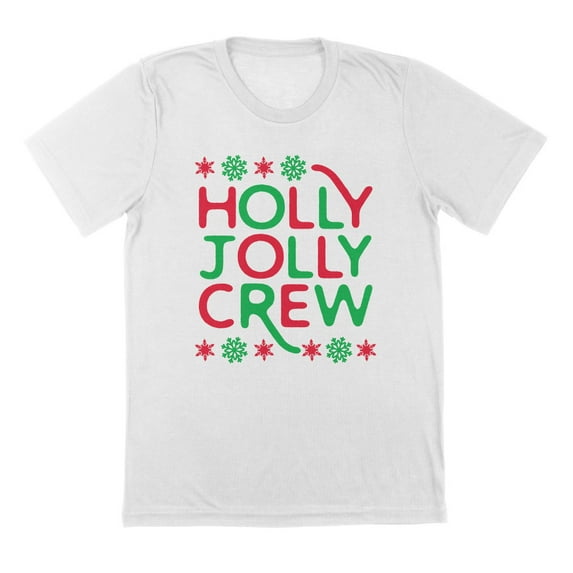 Holly Jolly Crew Holiday Christmas Graphic White Mens Cotton T-Shirt