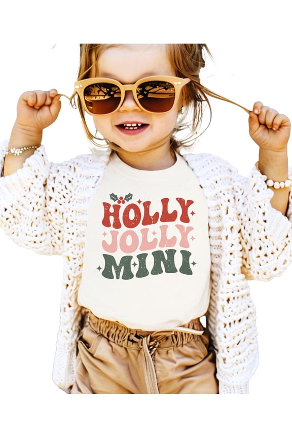 Holly Jolly Mistletoe Mommy and Me Matching Christmas T-Shirts for Matching Family Fun Outfits Natural Shirt 18 Months