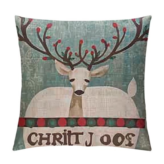 Holly Jolly Reindeer Home Decorative Pillow Covers