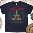 thumbnail image 1 of Holly Jolly Social Club T-Shirt | Christmas Tree Graphic Tee, Navy, Size M, 1 of 6
