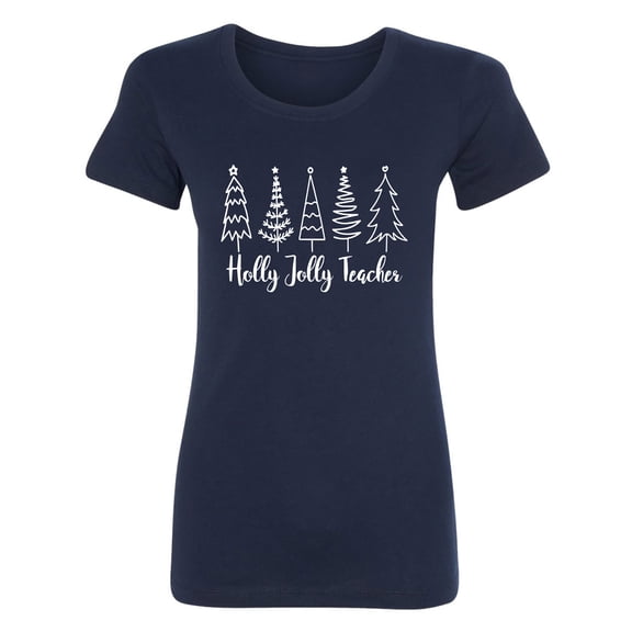 Holly Jolly Teacher Womens crewneck tee