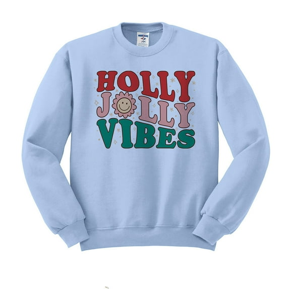 Holly Jolly Vibes Sweatshirt Unisex 3X-Large Light Blue