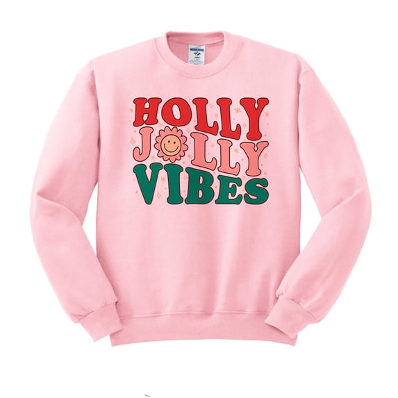 Holly Jolly Vibes Sweatshirt Unisex Small Pink