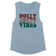 thumbnail image 1 of Holly Jolly Vibes Women's Muscle Tank X-Large Stonewash Denim, 1 of 5