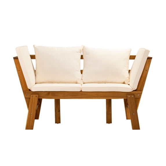 Southern Enterprises 78.5" Brown and White Contemporary Outdoor Patio Convertible Lounge Chair with