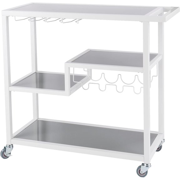 Holly & Martin Zephs Bar Cart White - Stylish Bar Cart for Home - Utility Carts with Wheels