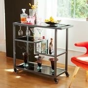 Holly & Martin Zephs indoor Bar Cart - Gunmetal Gray with Black Glass 40 x 37.5