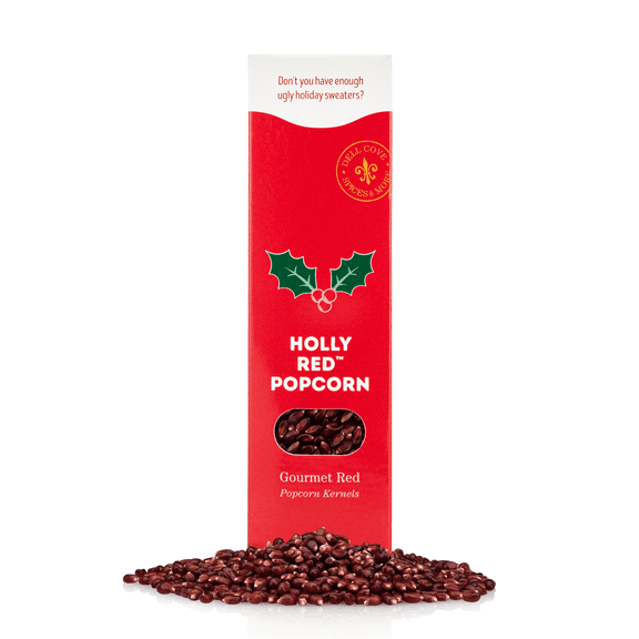 Holly Red Popcorn Kernels - Dell Cove Spices - Unique Christmas Holiday Popcorn Snacks and Gifts