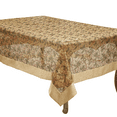 thumbnail image 1 of Holly Ribbon Holiday Christmas Sheer Tablecloth W/ Gold Satin Border and Tassels (65"x84" Rectangular), 1 of 2