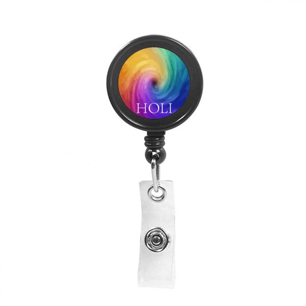 Holly Swirl Colorful Festival Retractable Keychain Badge Holder ID Badge