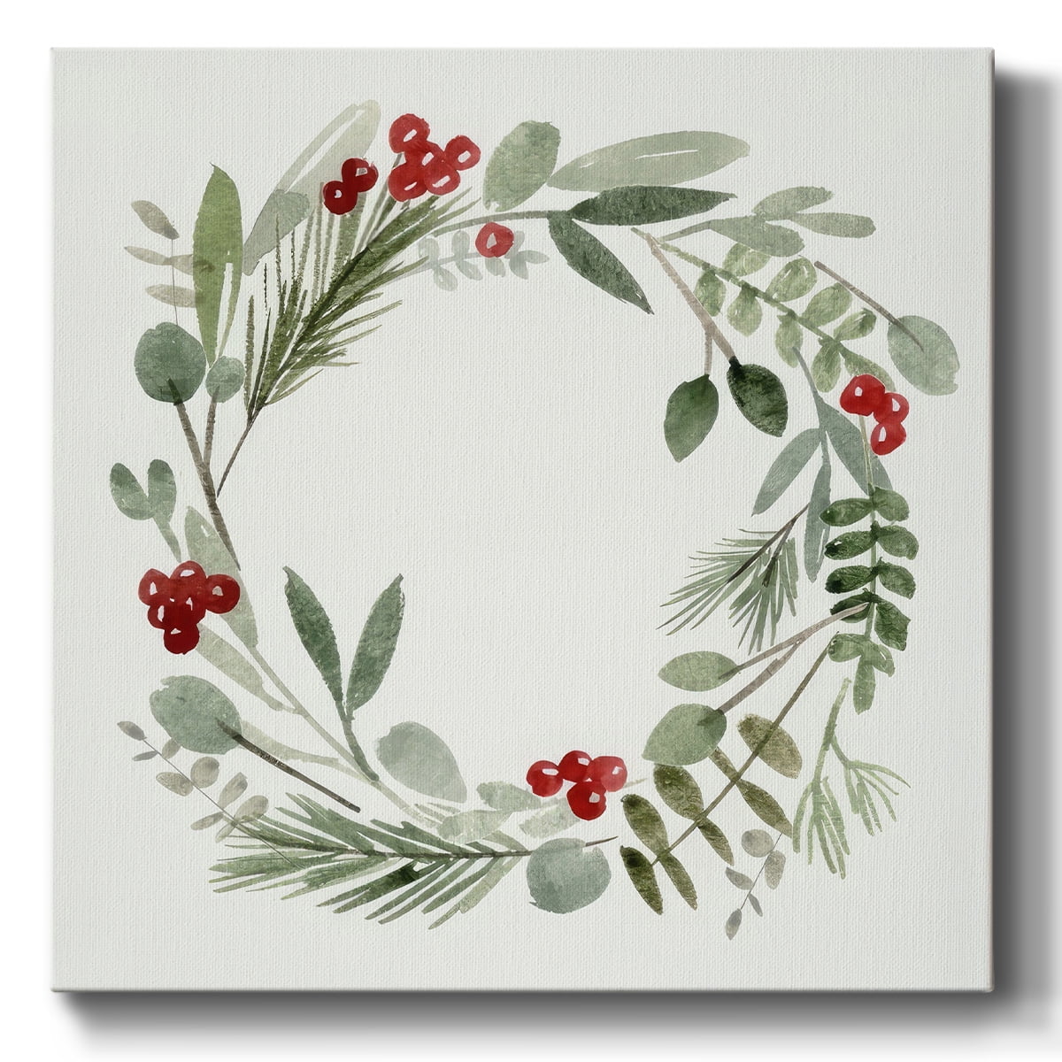Holly Wreath I- Gallery Wrapped Canvas