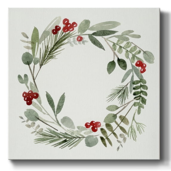 Holly Wreath I- Gallery Wrapped Canvas