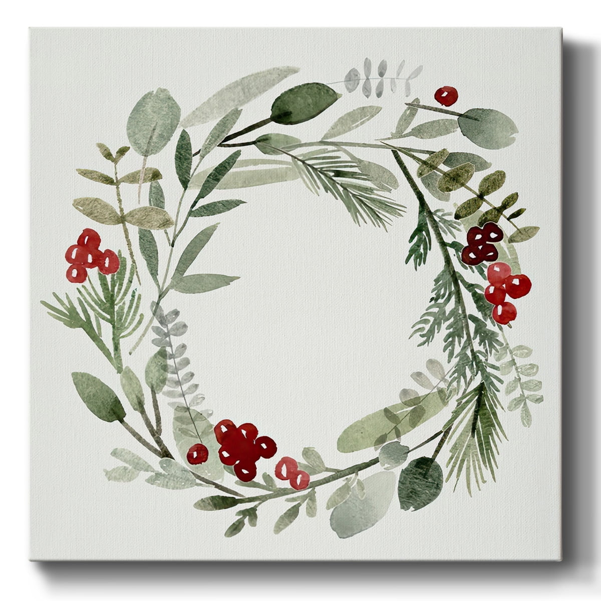 Holly Wreath II- Gallery Wrapped Canvas