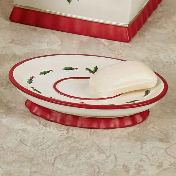 Holly Wreath Soap Dish Eggshell