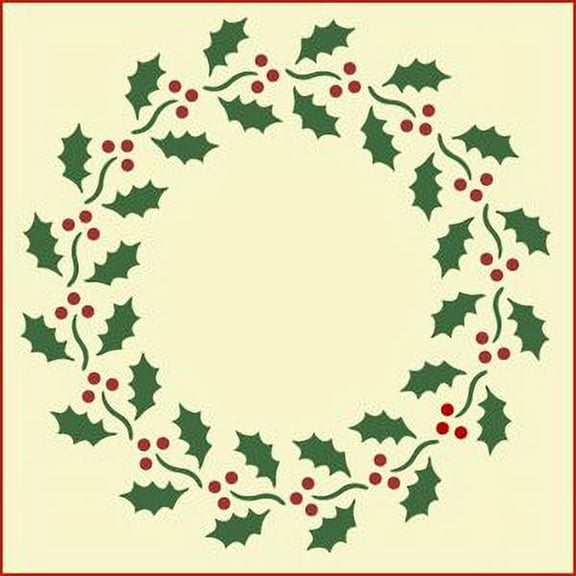 Holly Wreath Stencil - Trees Nuts Leaves Berries Cones Flowers Wreath Holiday Decor Painting Gifts Crafts Laser Cut Mylar Reusable Templates DIY - The Artful Stencil