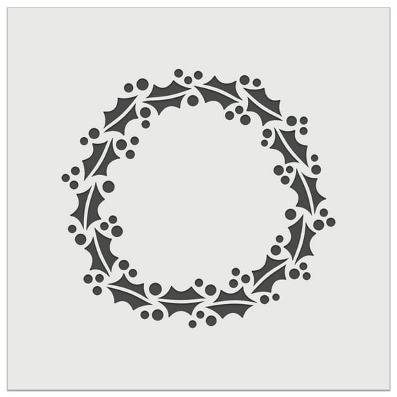 Holly and Berries Wreath Christmas DIY Cookie Wall Craft Stencil - 7.0 Inch