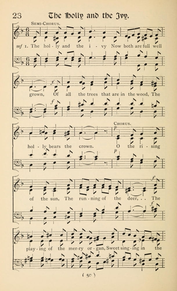 Holly & the Ivy 1 Traditional Christmas Carols New & Old 1850 Canvas Art - (18 x 24)