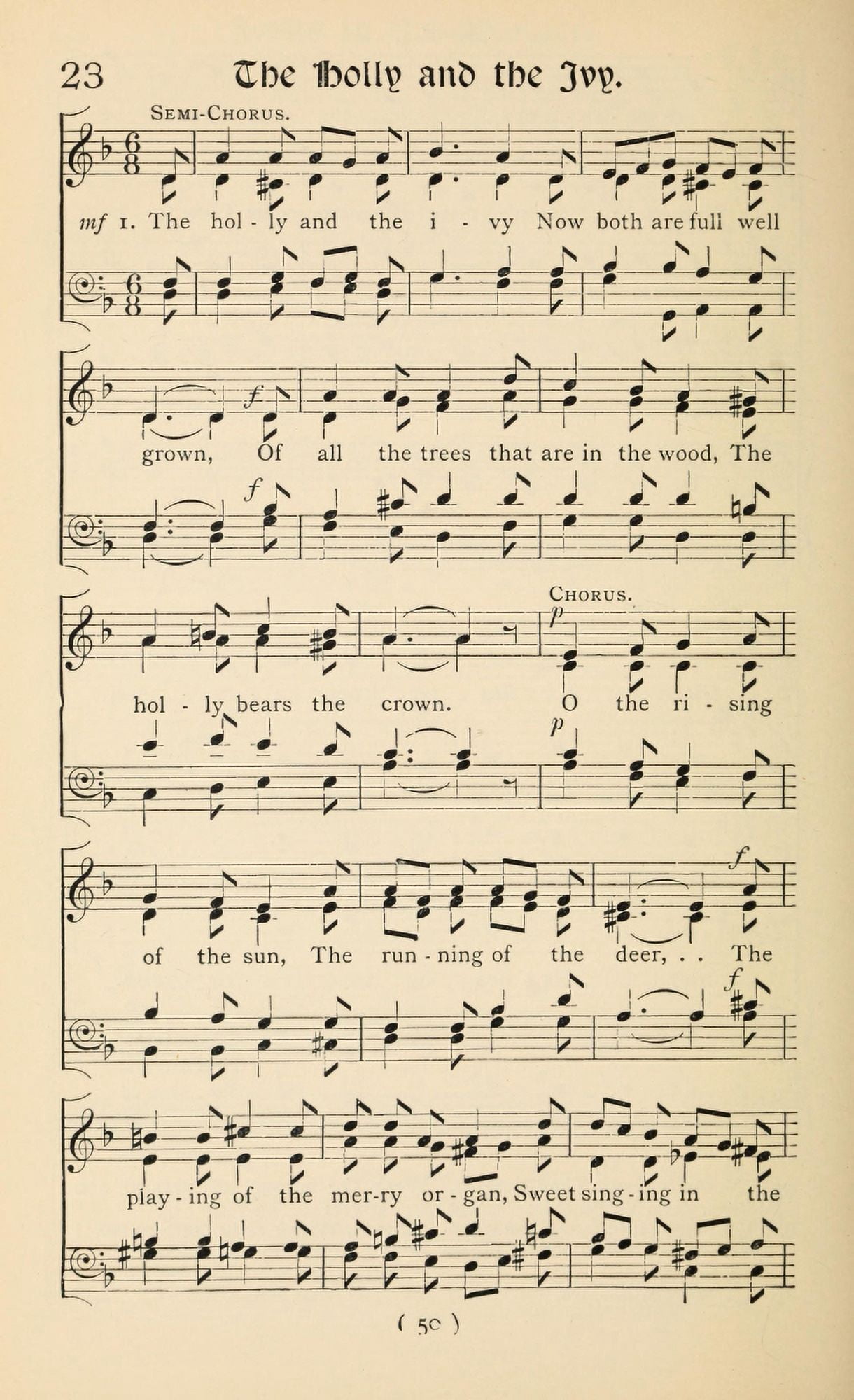 Holly & the Ivy 1 Traditional Christmas Carols New & Old 1850 Canvas Art - (24 x 36)
