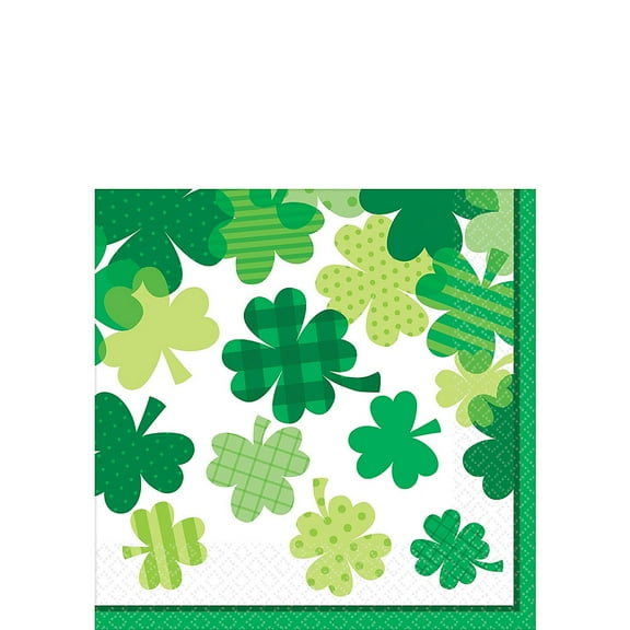 HollyDel St. Patrick's Day Drinkware & Serveware, Tableware; Blooming Shamrock Beverage Napkins 36ct