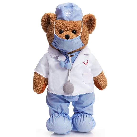 HollyHOME 16 Inch Doctor Bear Stuffed Animal Teddy Bear in Medical Doctor Uniform with Stethoscope Gift for Doctors Med School Students Nurses Kids
